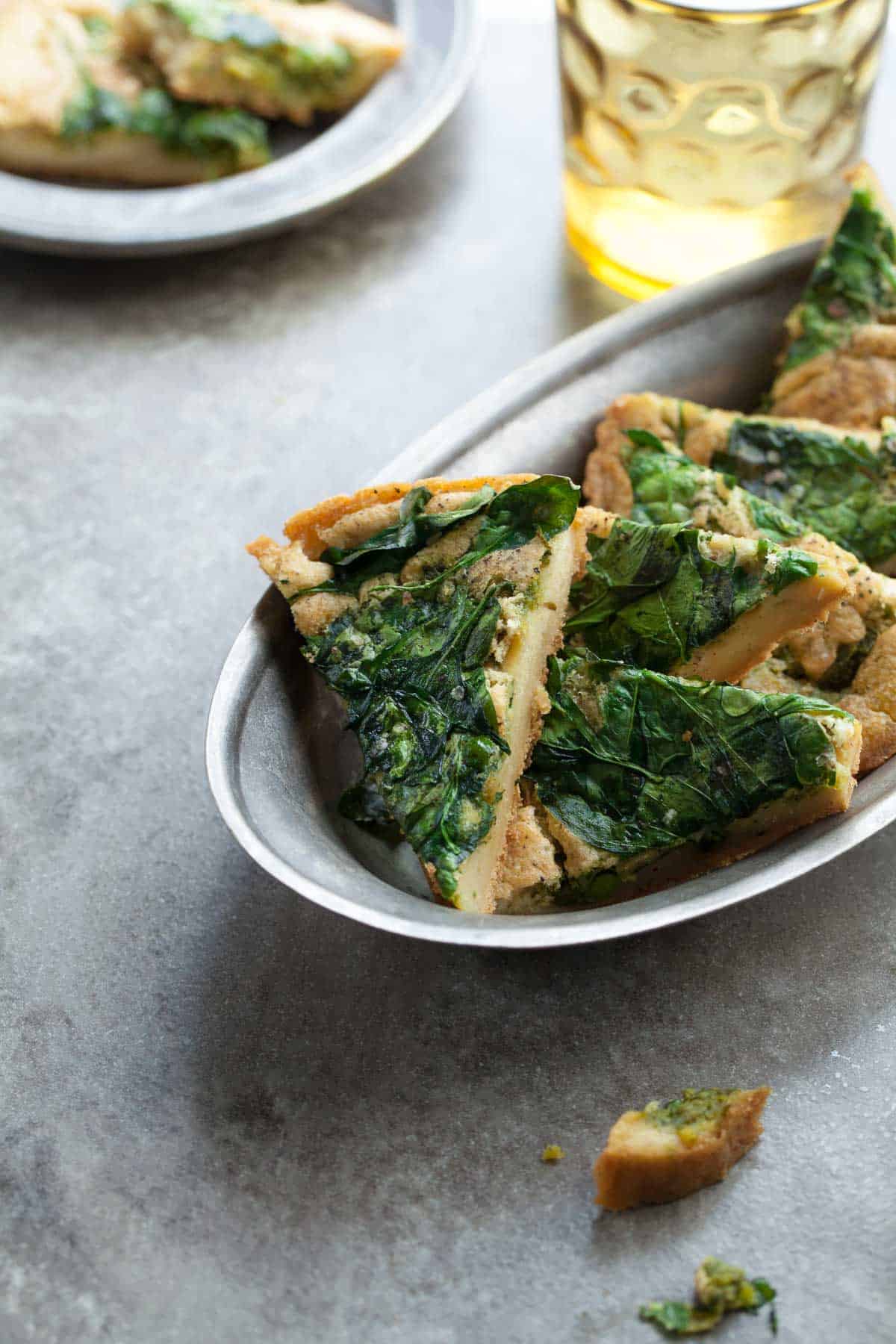 Chickpea Bread Slices in Serving Bowl