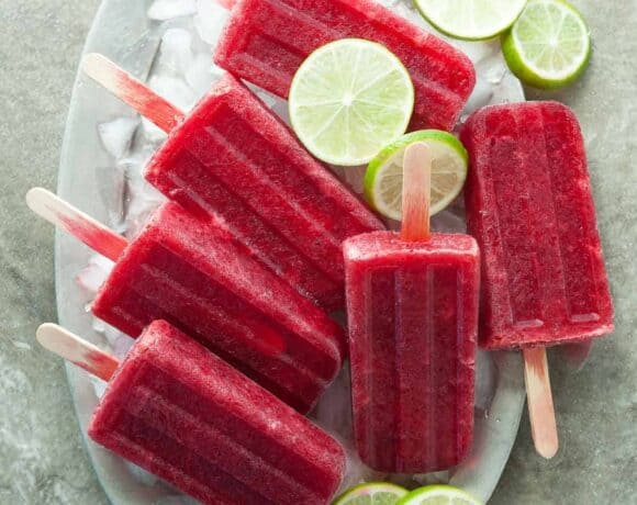 Cherry Lime Probiotic Popsicles - Tangy and sweet these cherry lime popsicles are a healthy and gut friendly warm weather treat.