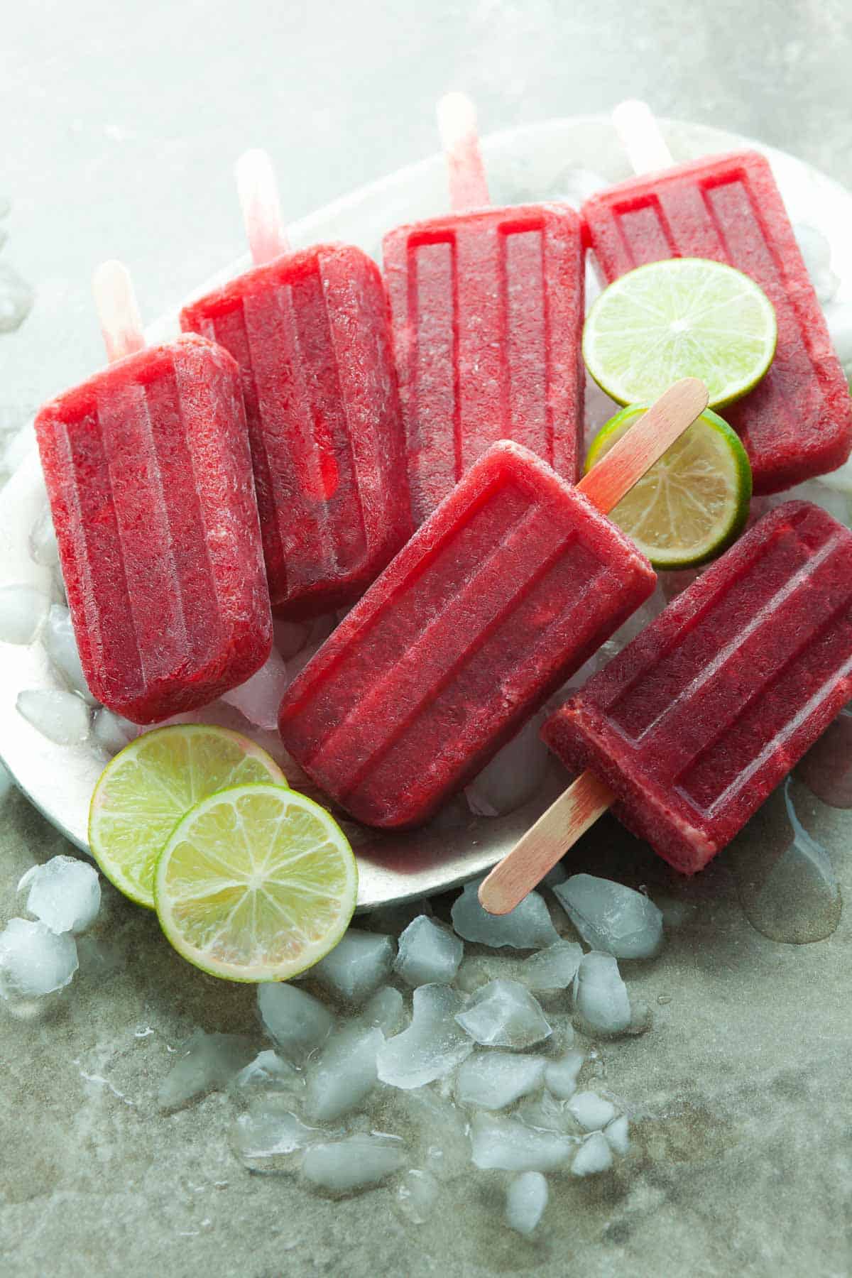 Cherry Lime Popsicles with Lime Slices