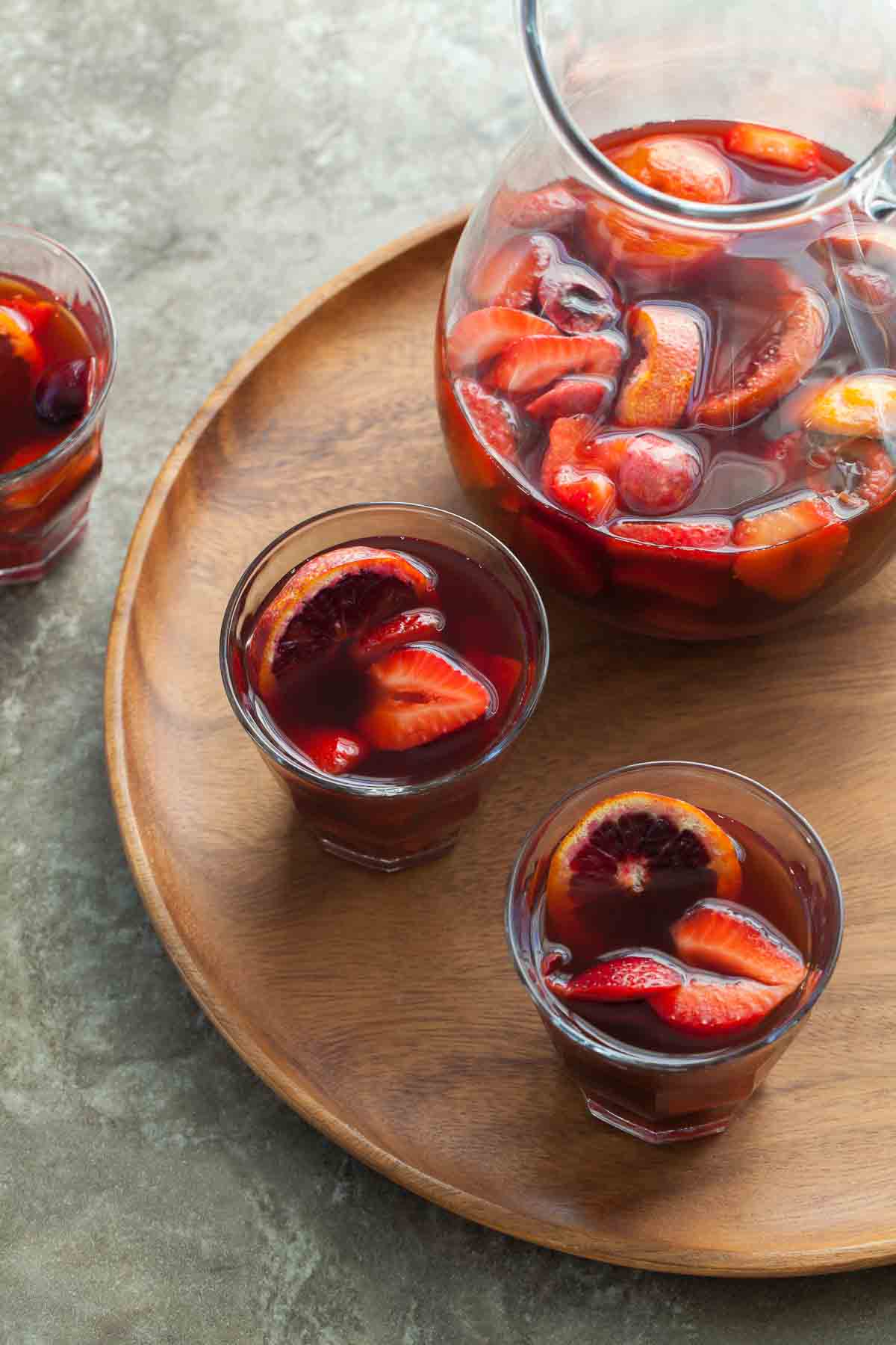 Non-Alcoholic Sangria in Pitcher with Glasses