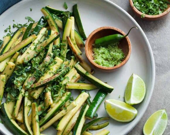 Sauteed Chili Lime Zucchini - Tender sautéed zucchini is brightened with chili lime salt.
