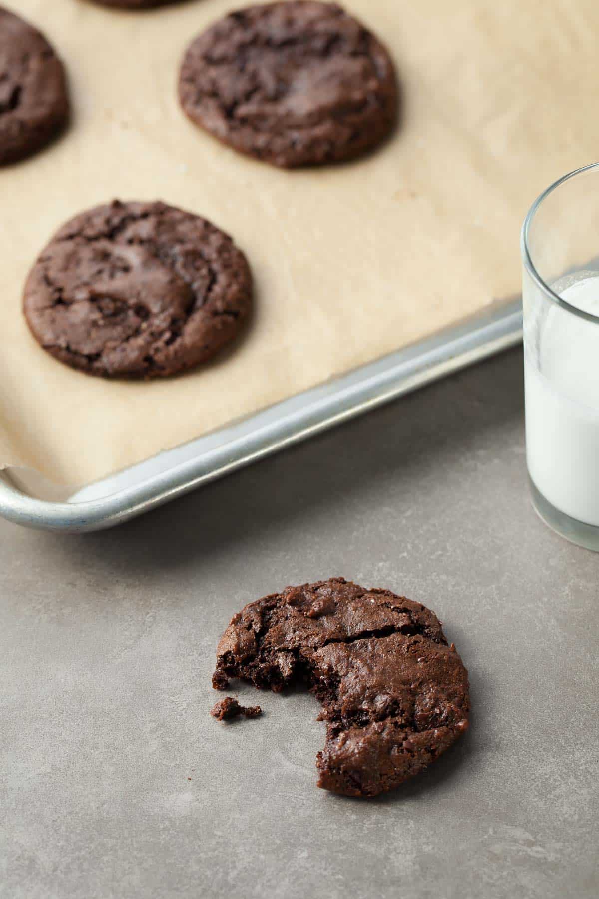 Gluten-Free Double Chocolate Cookies on Sheet Pan