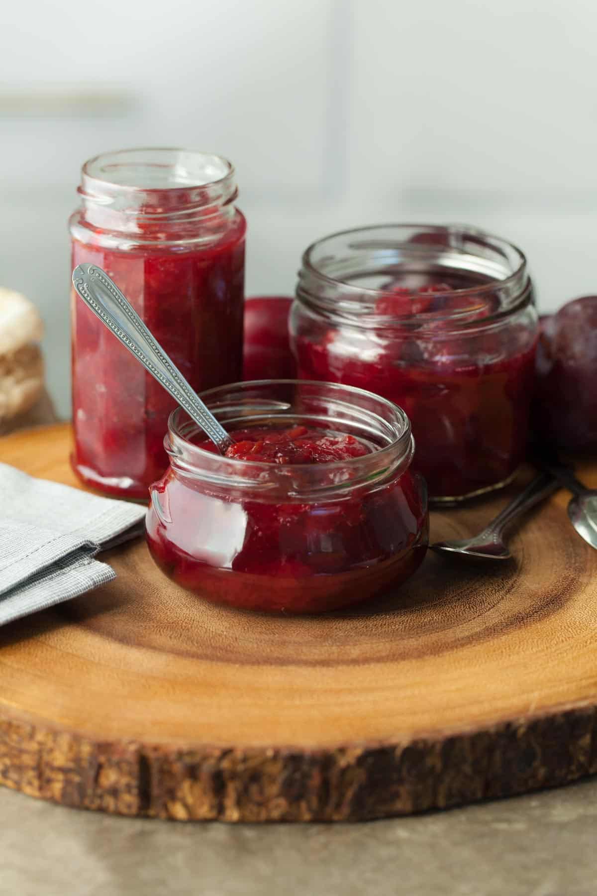 Plum Jam Jars with Spoon