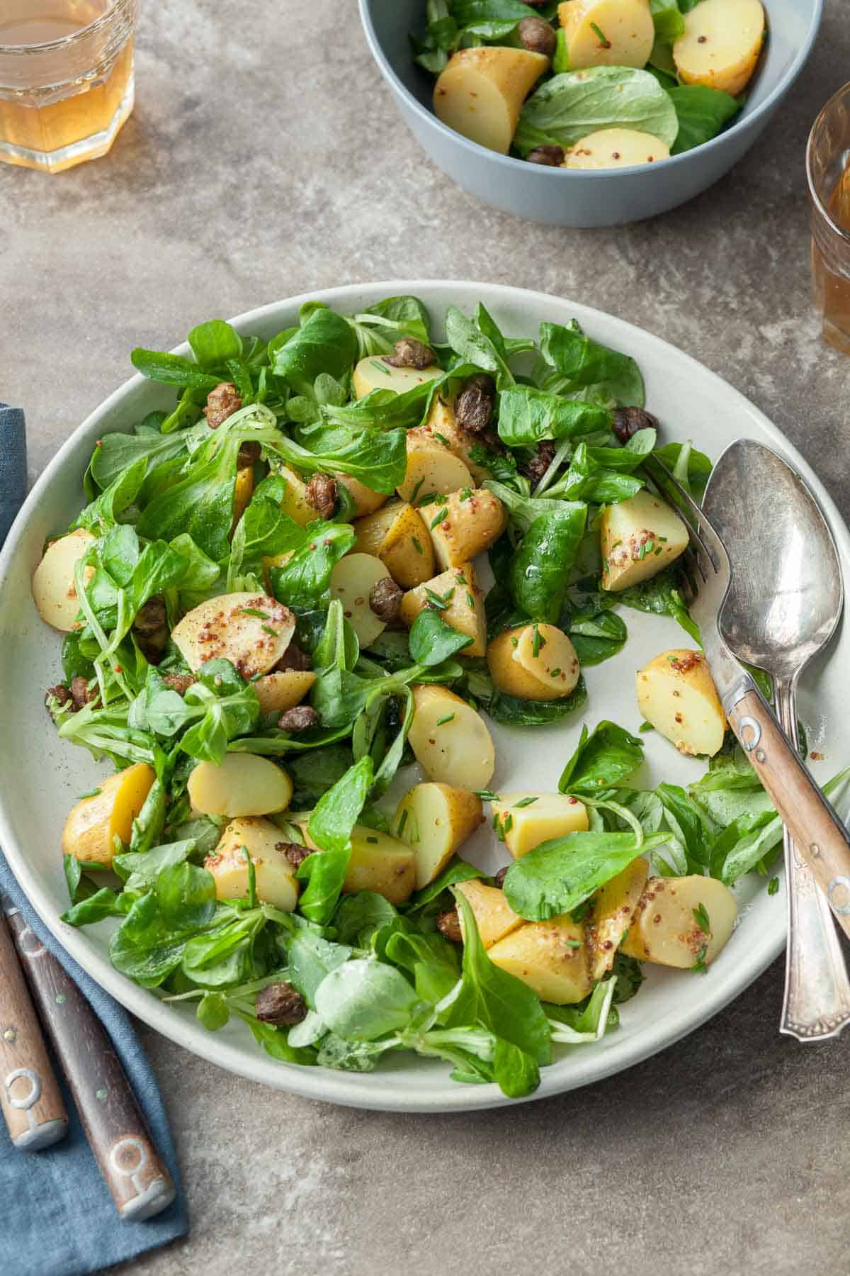 Whole Grain Mustard Potato Salad on Plate