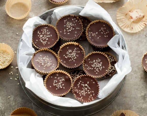 Dark Chocolate Tahini Cinnamon Cups (Paleo, Vegan) - If you’re looking for something deliciously different to add to your dessert game this year, these dark chocolate tahini cups are it.