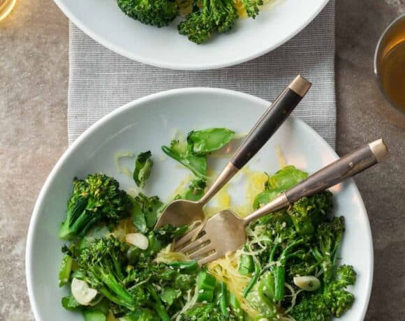 Garlic Ginger Broccolini with Spaghetti Squash (Paleo, Vegan)