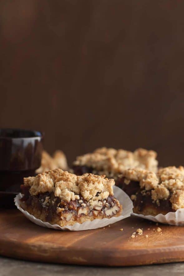  Gluten-Free Pecan Date Squares on Board