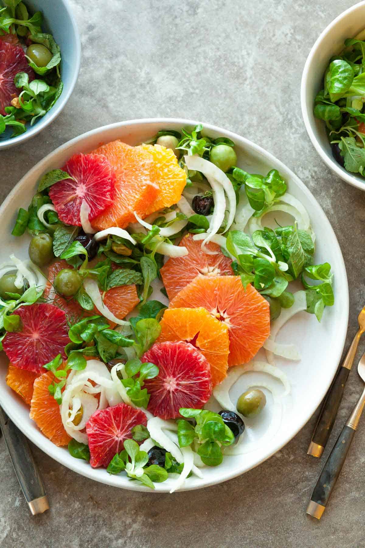 Fennel Orange Olive Salad on Plate