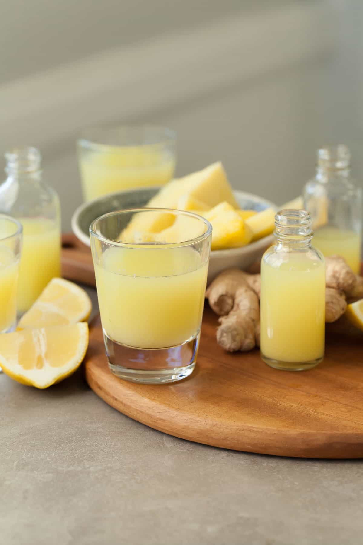 Ginger Wellness Shots in Shot Glass 