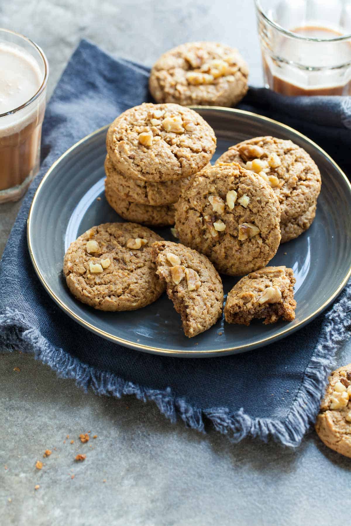 Persian Walnut Cookies on Blue Plate