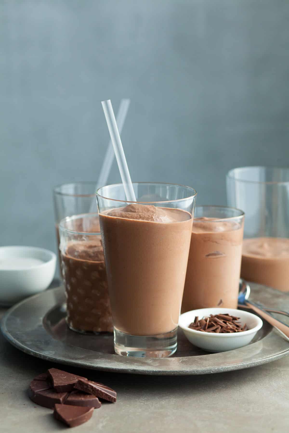 Frozen Hot Chocolate in Glasses with Straws