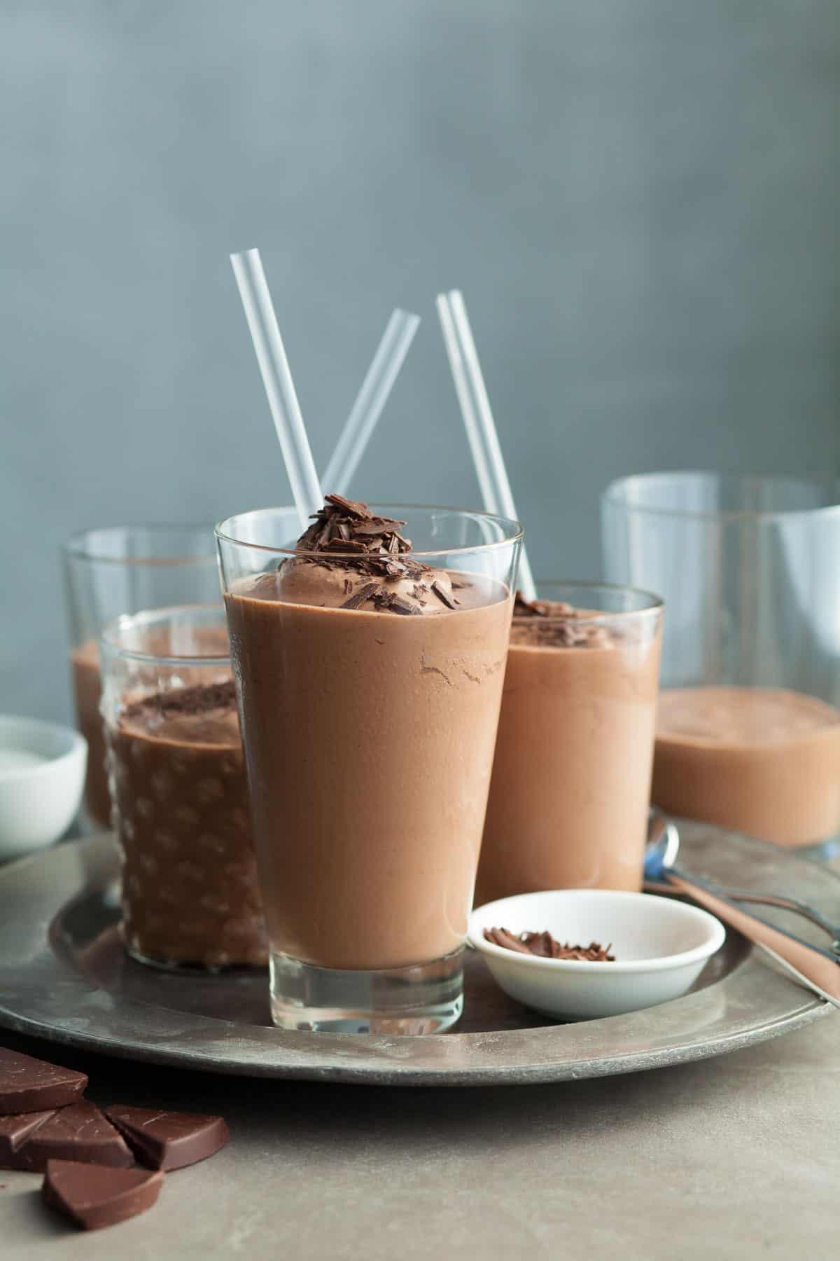 Frozen Hot Chocolate in Glasses with Chocolate Shavings