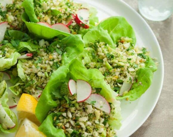 Broccoli Cauliflower Couscous Lettuce Cups