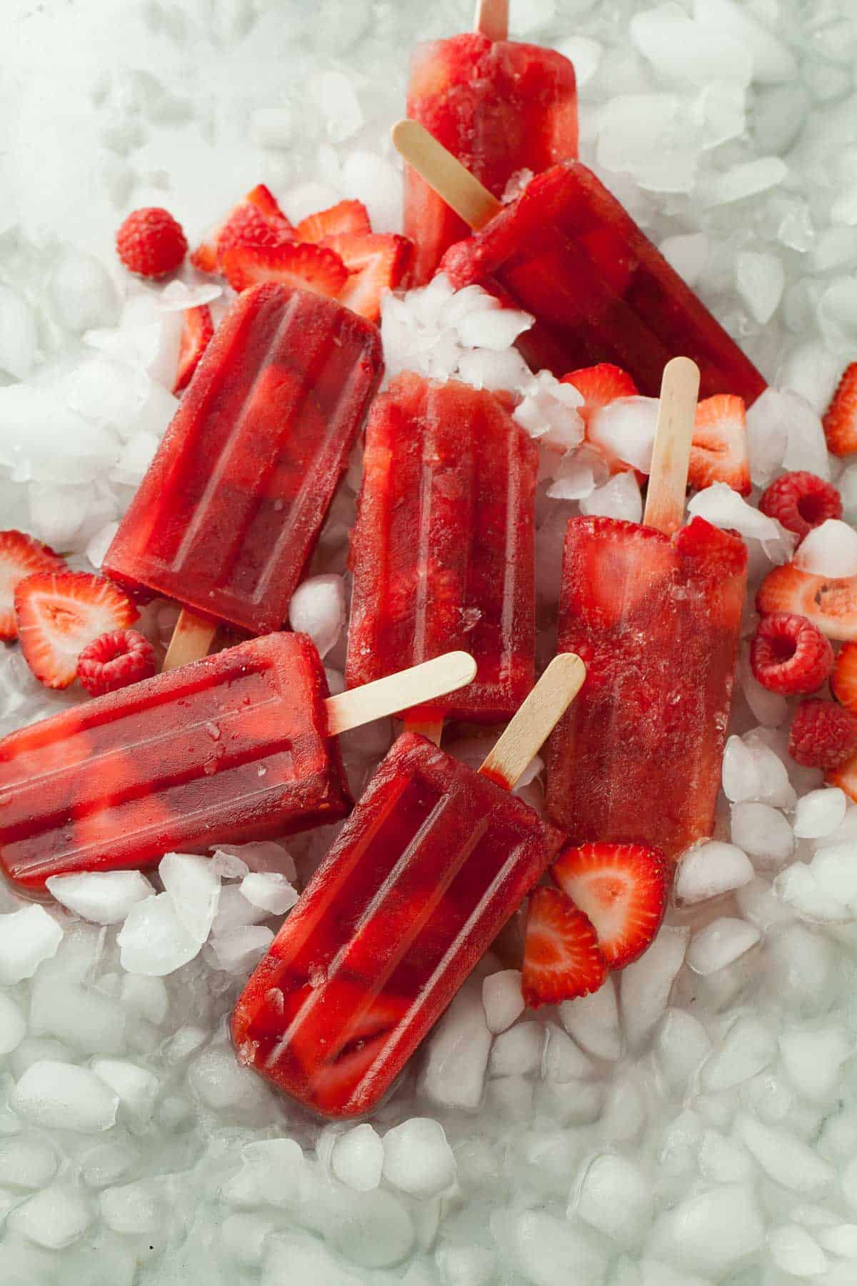 Mixed Berry Popsicles Stacked Together