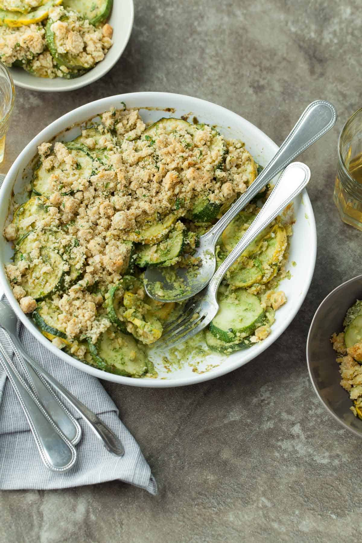 Vegan Zucchini Gratin in Baking Dish