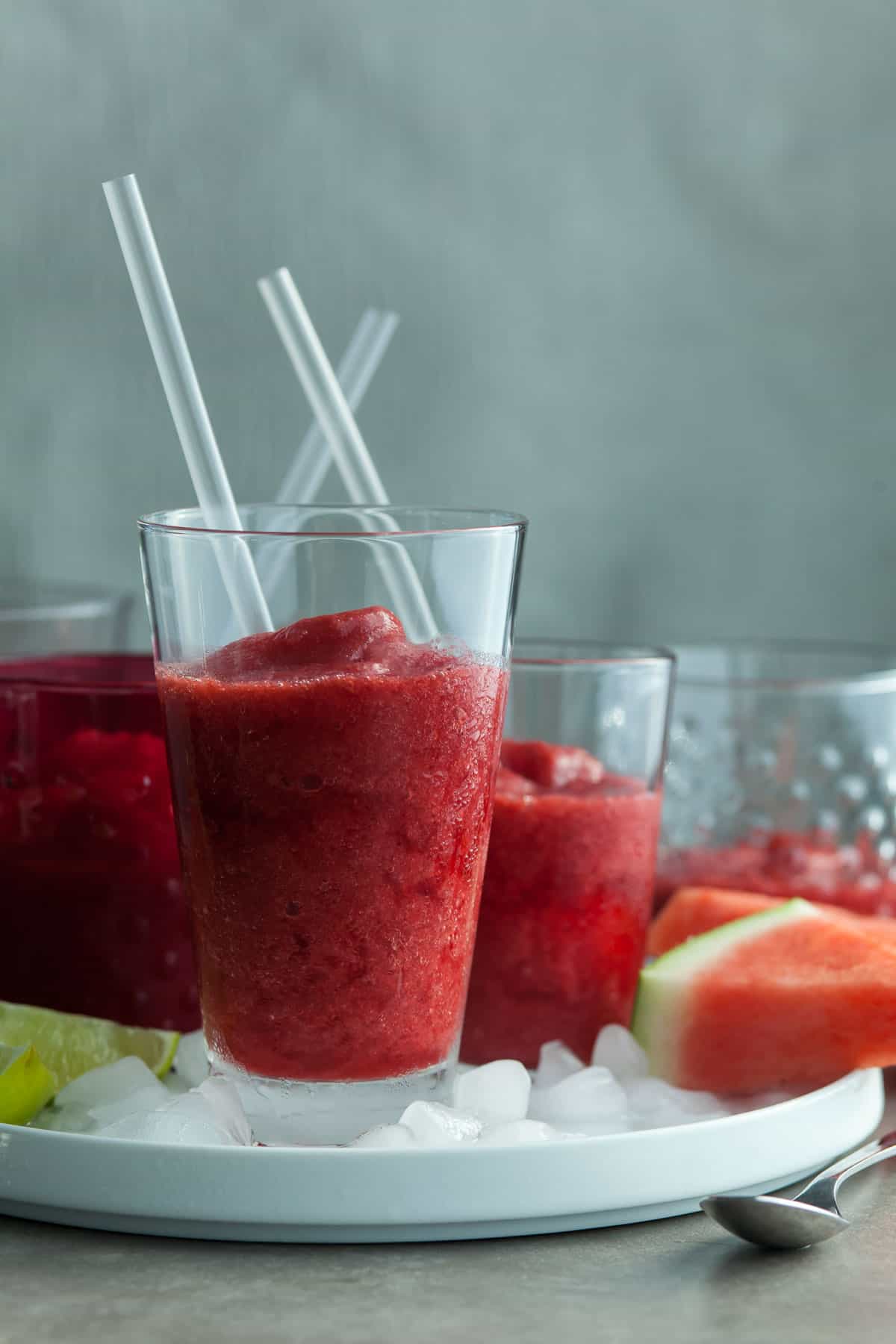 Healthy Slushies in Glasses with Straws