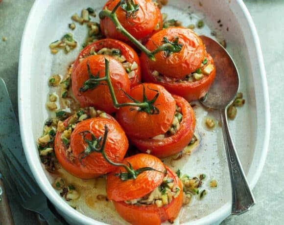 Zucchini and Mushroom Stuffed Tomatoes Recipe