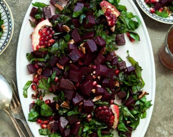 Pomegranate Glazed Beet and Greens Salad