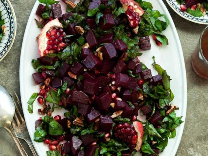 Pomegranate Glazed Beet and Greens Salad