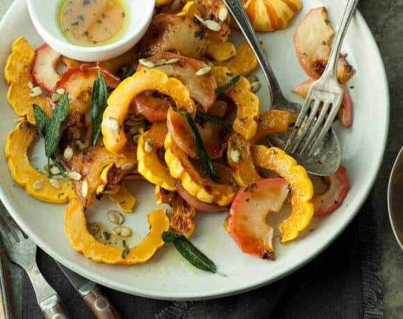 Maple Roasted Delicata Squash and Apples with Crispy Sage