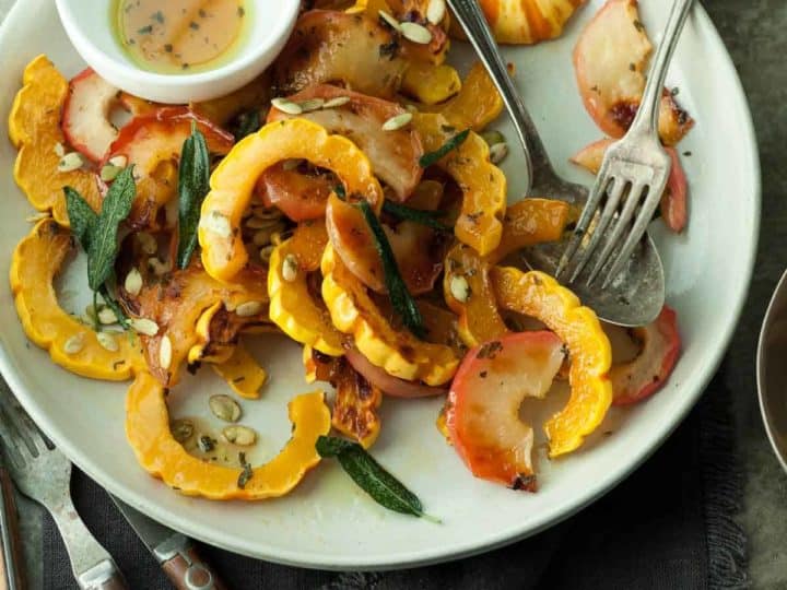 Maple Roasted Delicata Squash and Apples with Crispy Sage