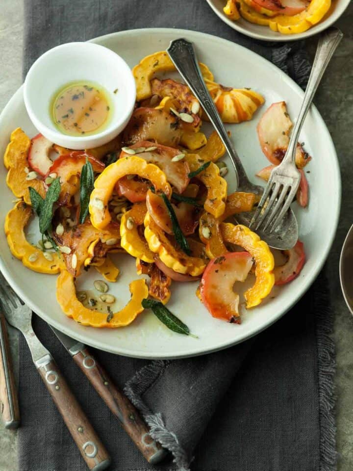 Maple Roasted Delicata Squash and Apples with Crispy Sage