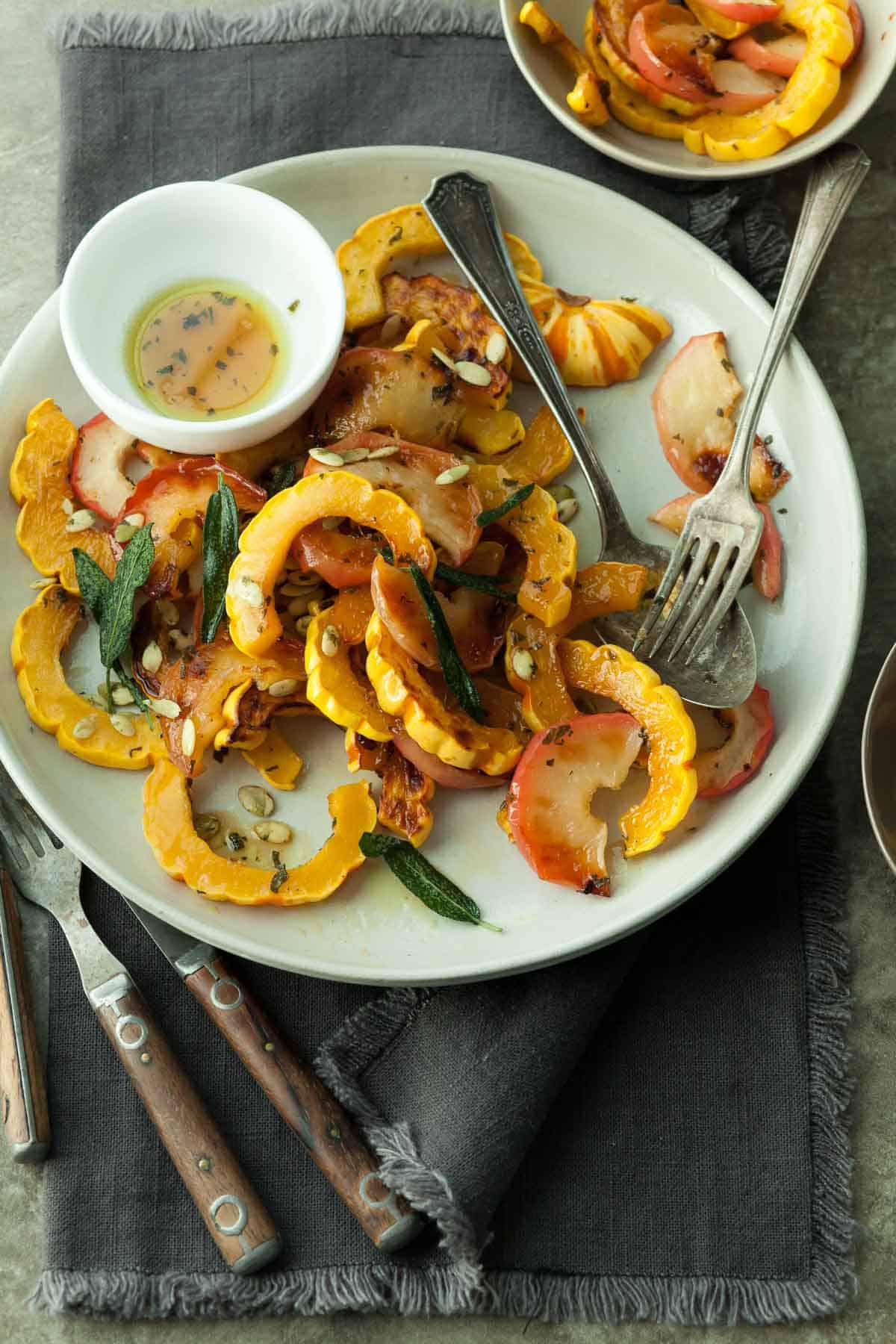 Maple Roasted Delicata Squash and Apples with Crispy Sage