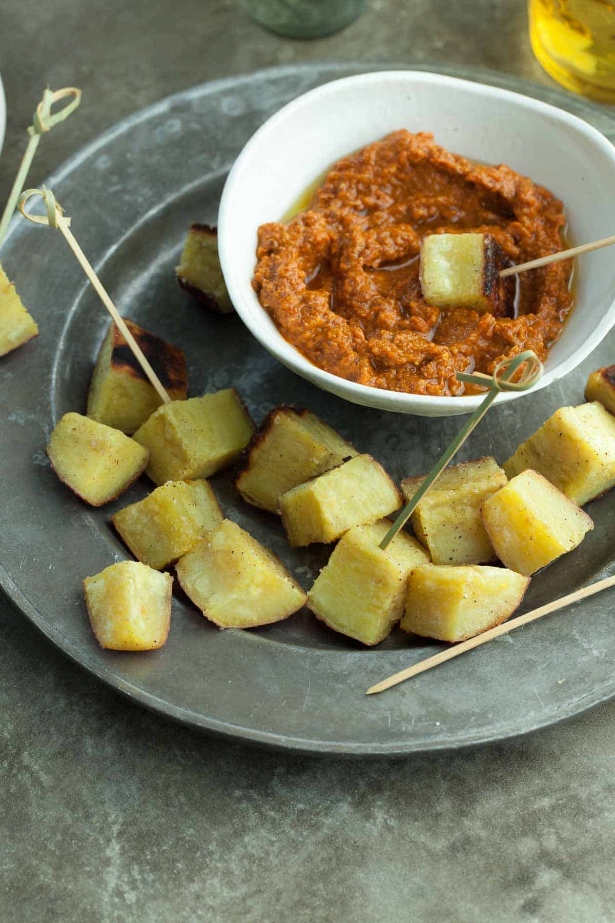 Romesco Potatoes on Plate