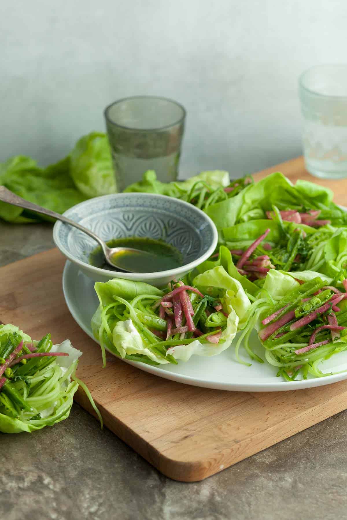 Vegan Lettuce Cups on Serving Plate