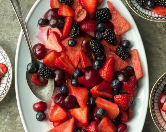 Berry Watermelon Salad with Ruby Syrup