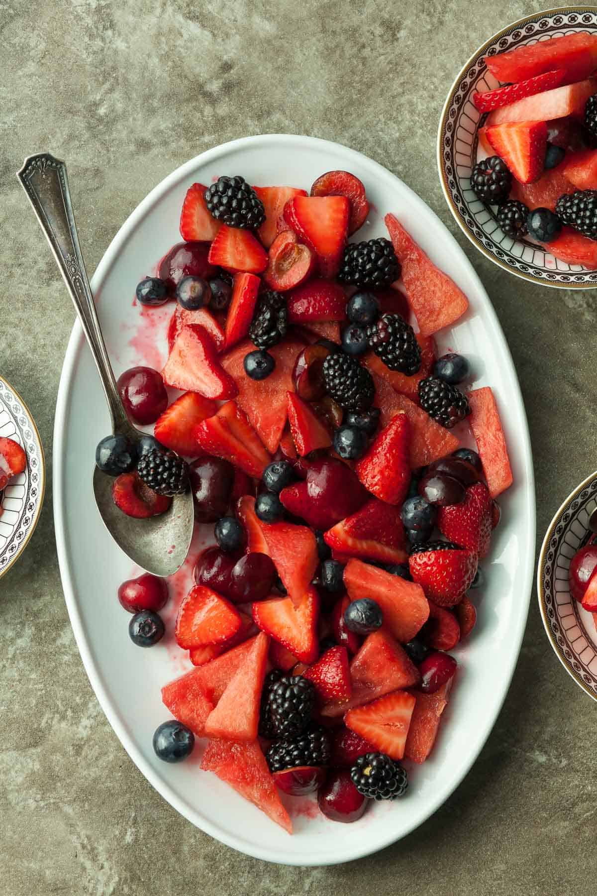 Berry Watermelon Salad with Ruby Syrup