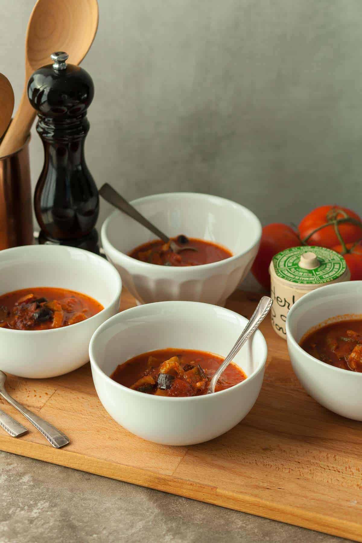 Provençal Vegetable Soup in Bowls