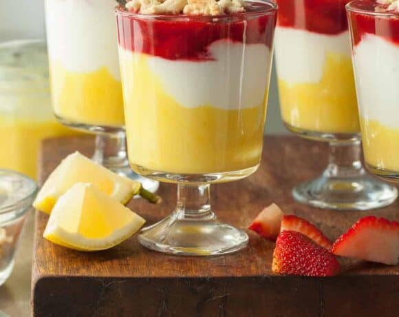 Lemon Berry Yogurt Parfaits with Shortbread Crumble (Dairy-Free)