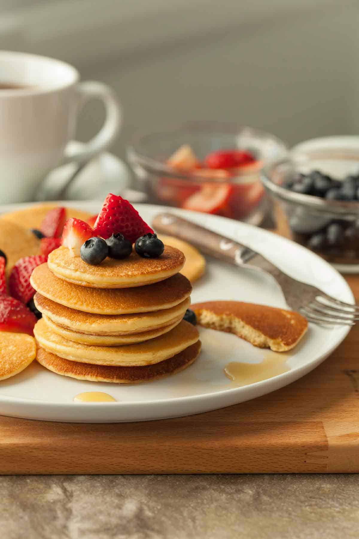 Grain Free Pancakes on Plate with Fork