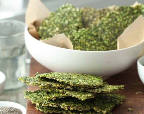 Gluten-Free Pesto Kale Seed Crackers