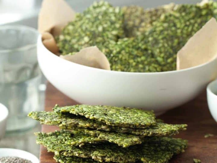 Gluten-Free Pesto Kale Seed Crackers