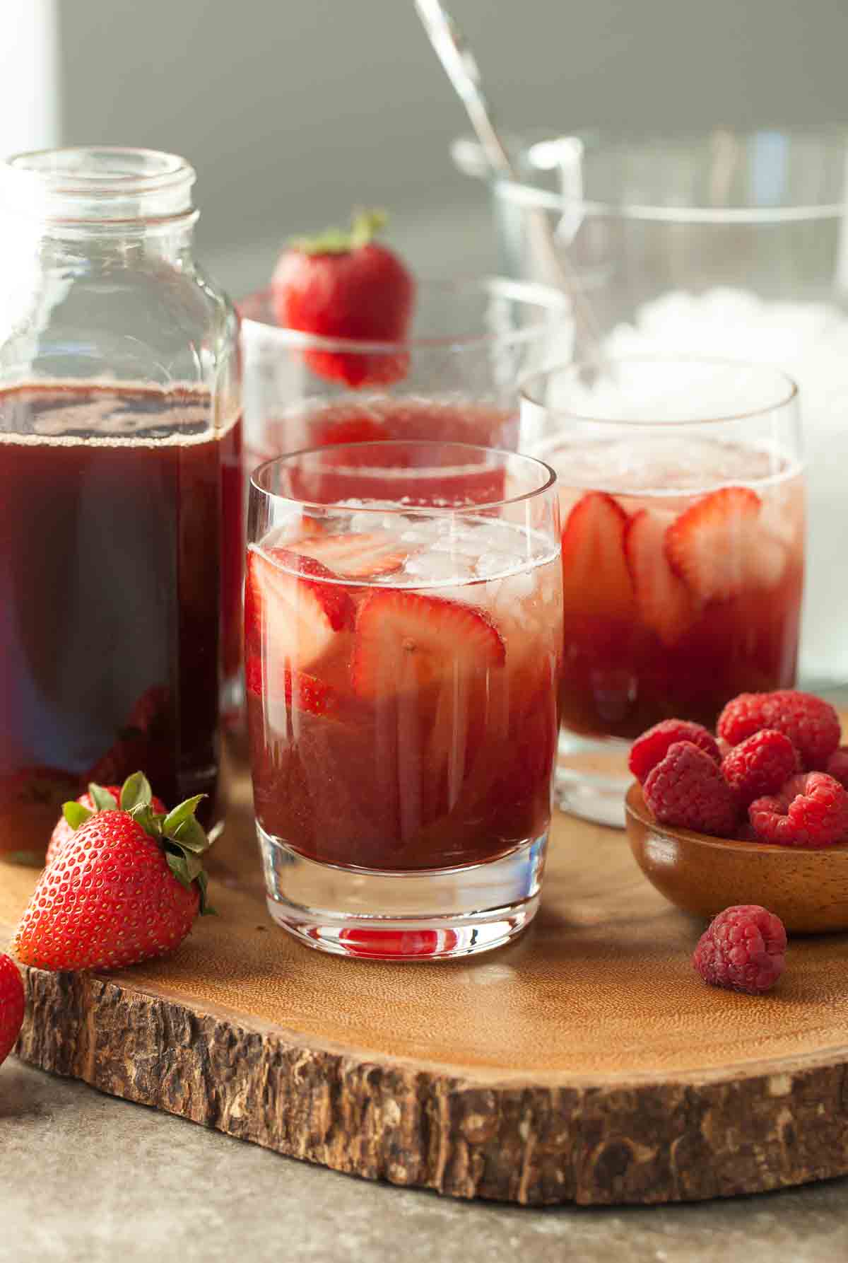 Shrub Soda in Glasses with Fruit