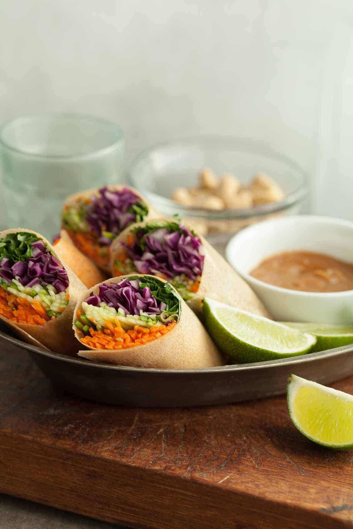 Vegetable Wraps with Lime Wedges