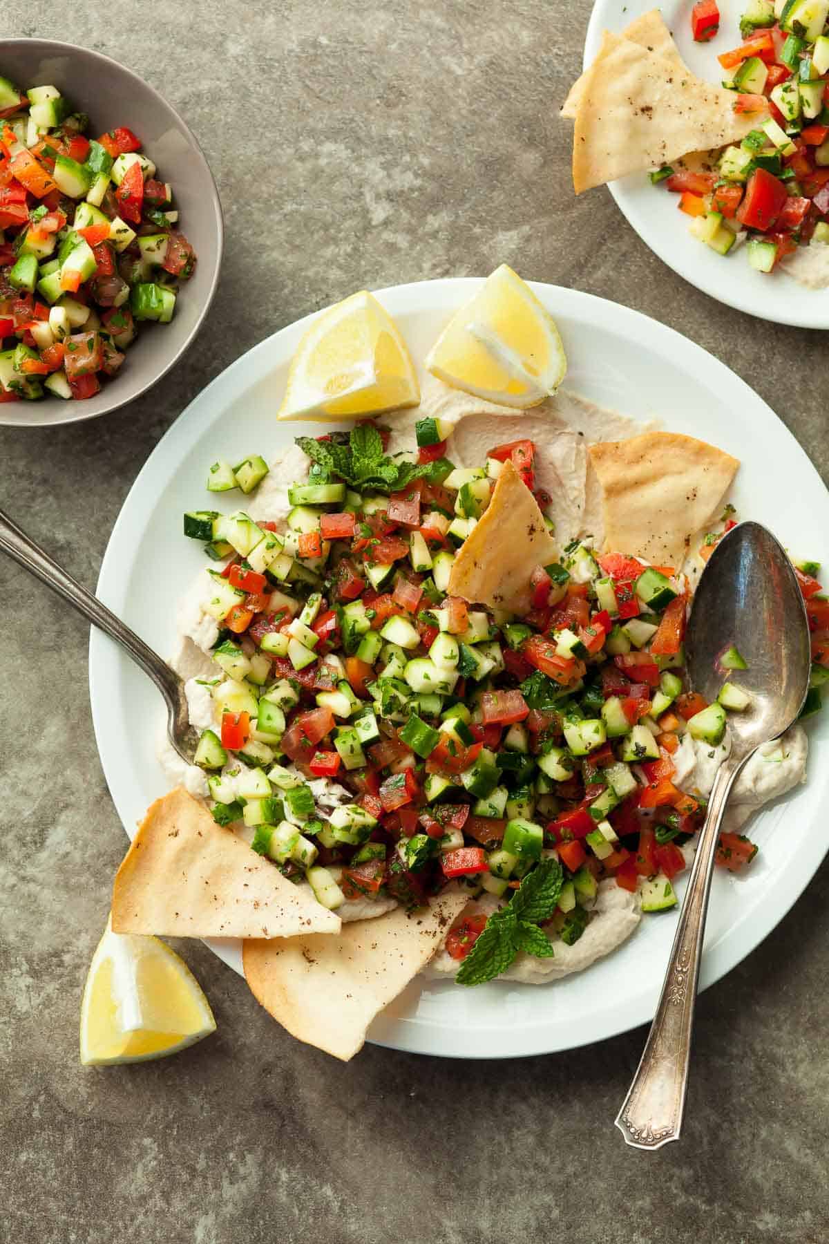 Middle Eastern Salad on Whipped Tahini