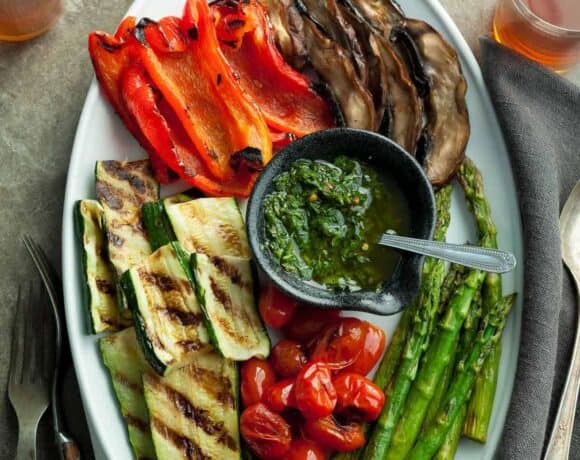Grilled Summer Vegetables with Basil Chimichurri Sauce