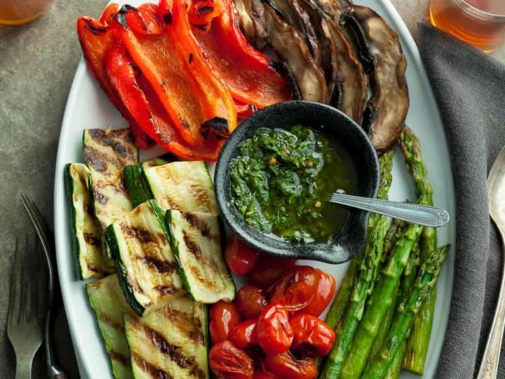 Grilled Summer Vegetables with Basil Chimichurri Sauce