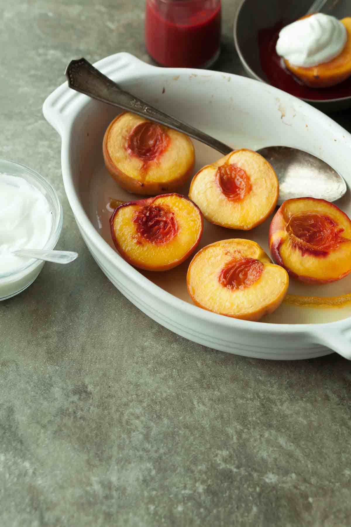 Roasted Peaches in Baking DIsh