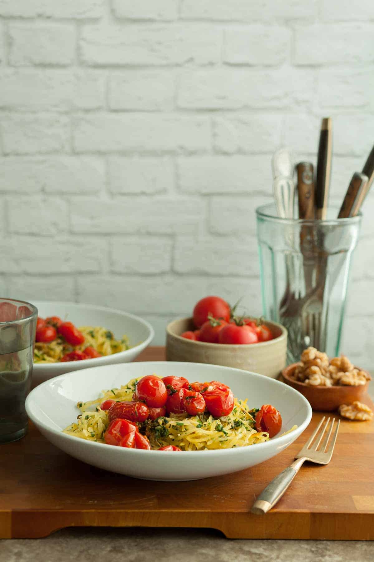 Spaghetti Squash with Tomatoes over the top