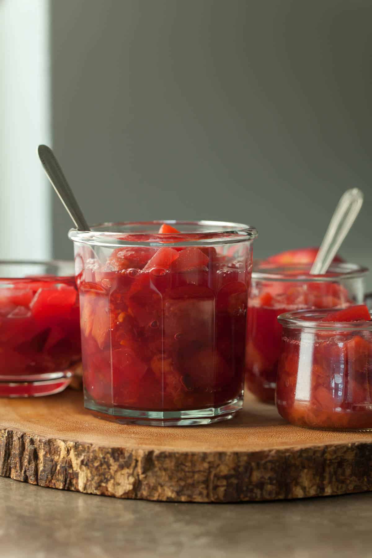 Plum Compote in Jar with Spoon
