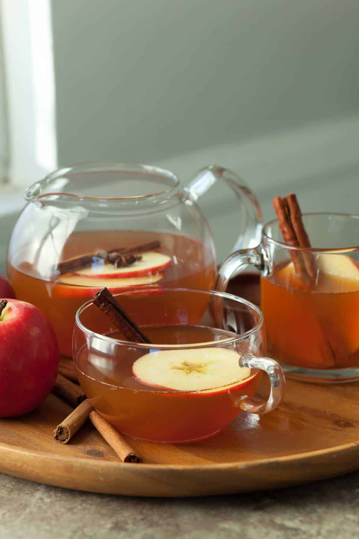 Apple Cinnamon Tea Cups on Serving Tray