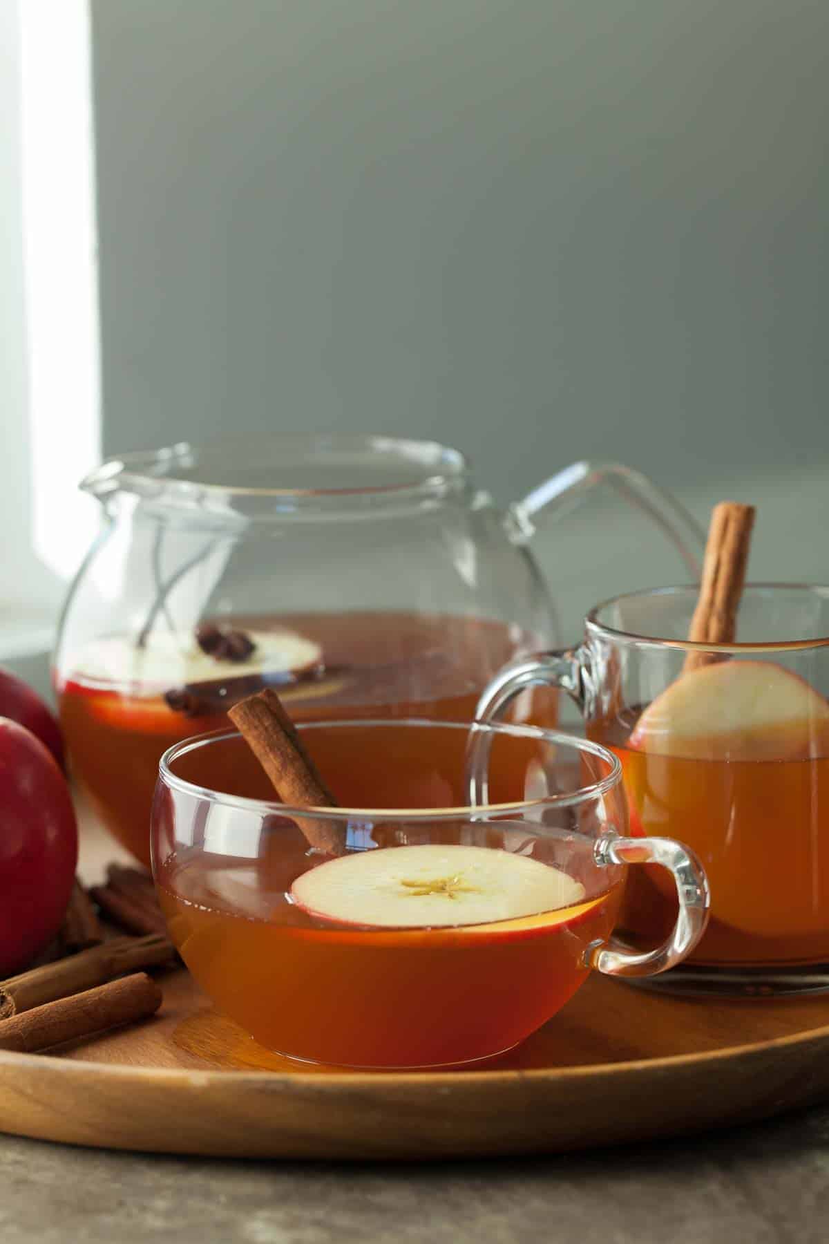 Cinnamon Apple Tea in Glass Mug