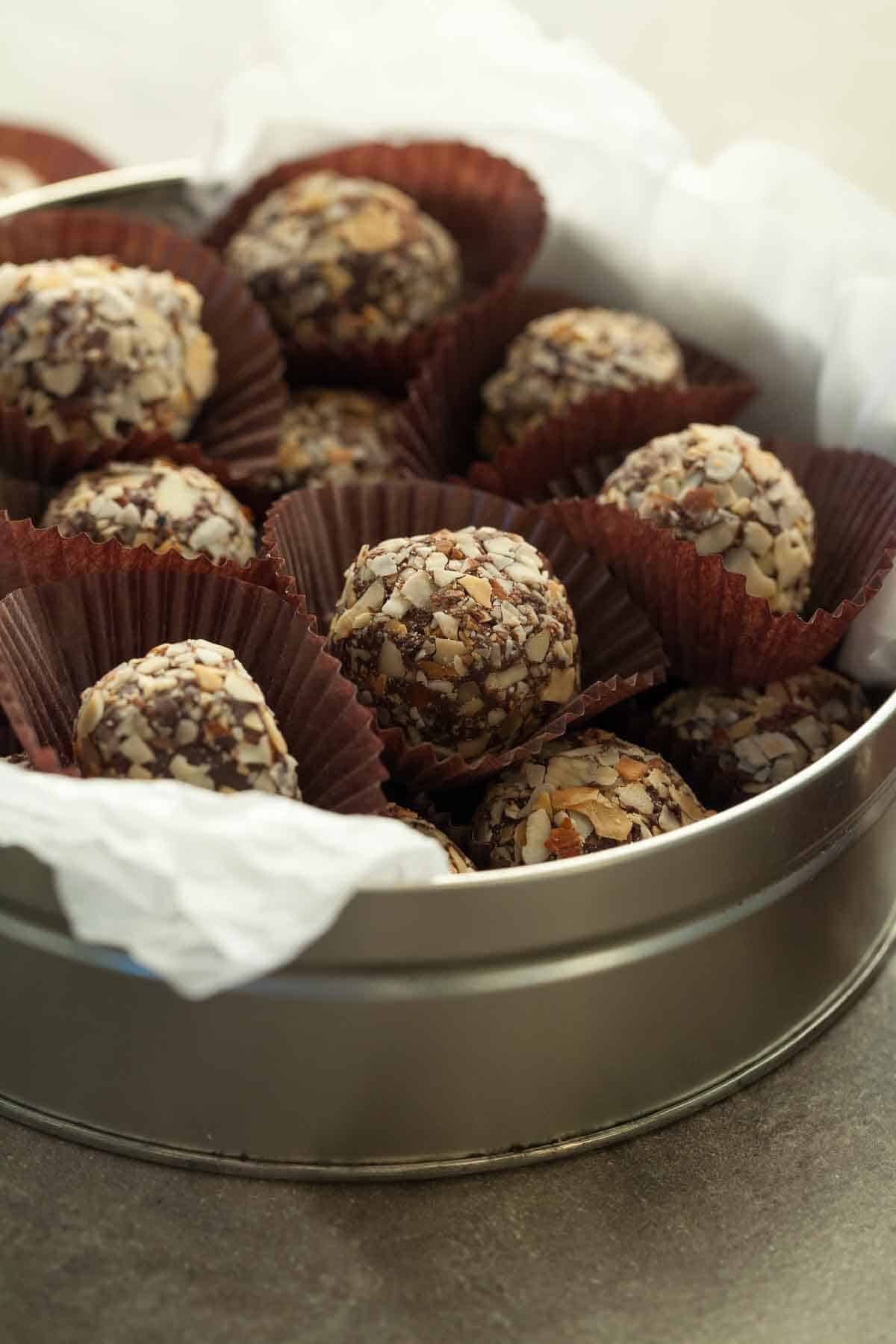 Chocolate Fudge Balls Coated in Almonds