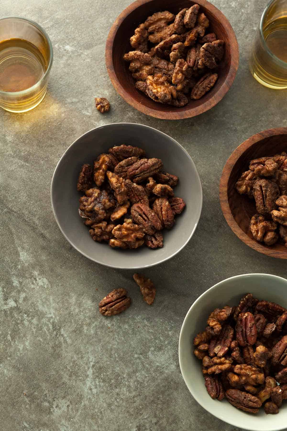 Christmas Spiced Nuts in Small Bowls