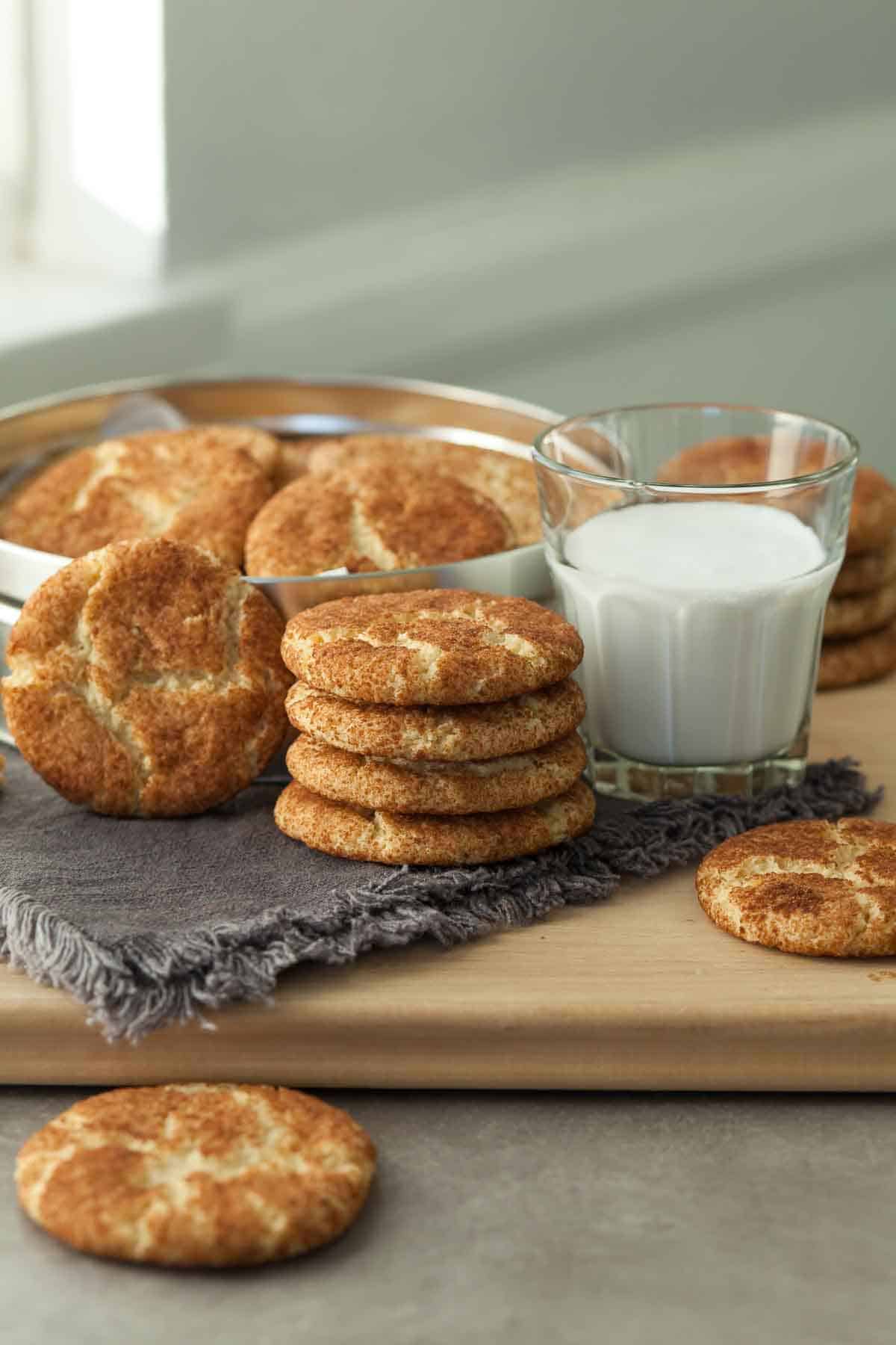 Snickerdoodle Gluten-Free Stacked near Glass of Milk