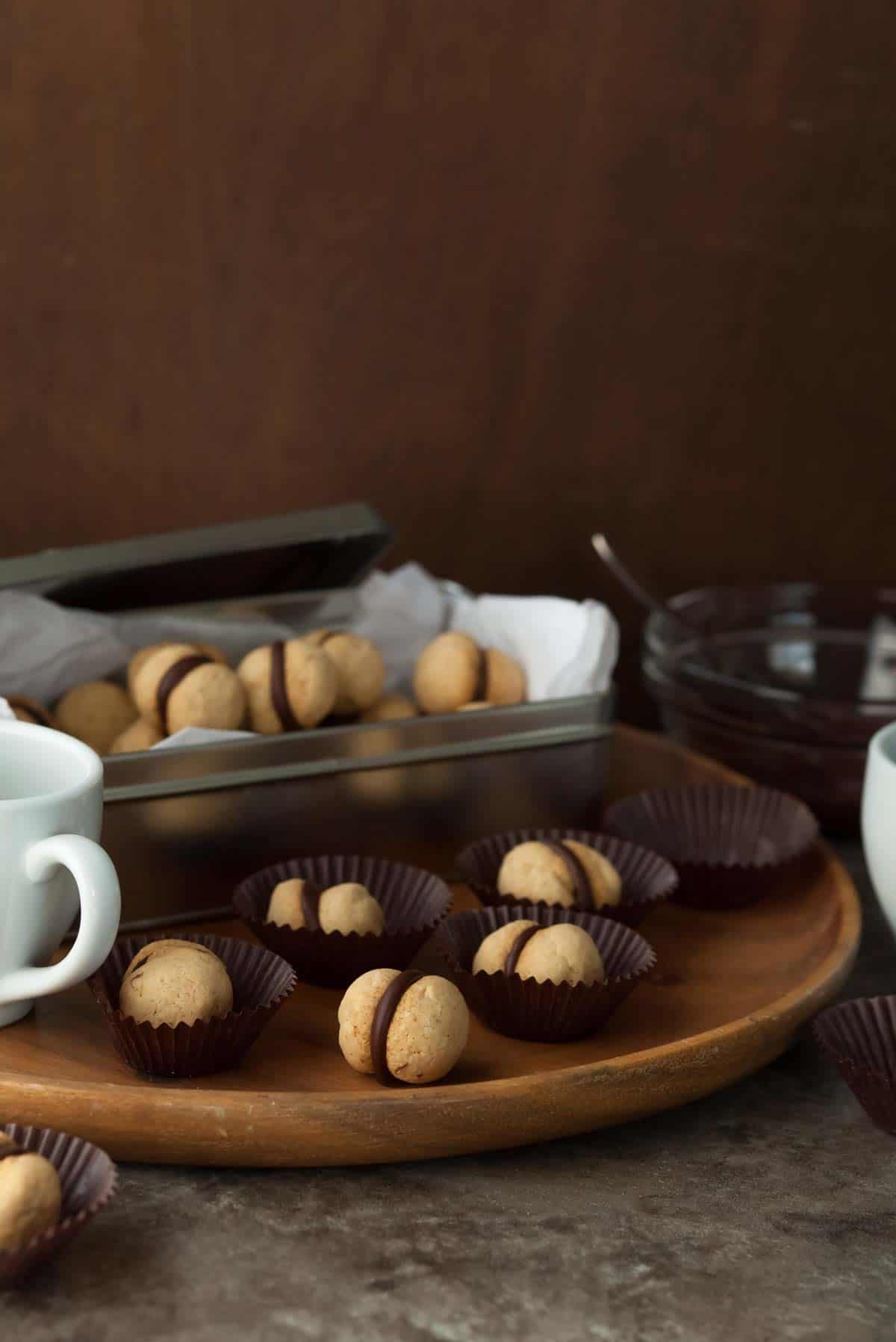 Gluten-Free Italian Cookies on Tray with Coffee Cups